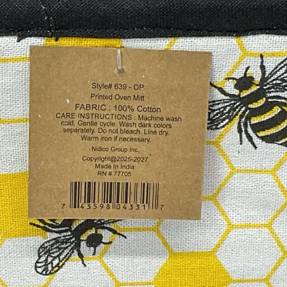 🐝 Bee Theme🐝 Farmhouse Kitchen 3 Pc Set Summer Dish Towel Oven Mitt Pot Holder